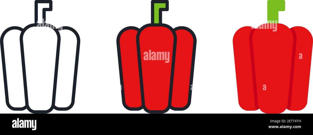 Bell pepper, paprika icon. Linear color icon, contour, shape, outline ...