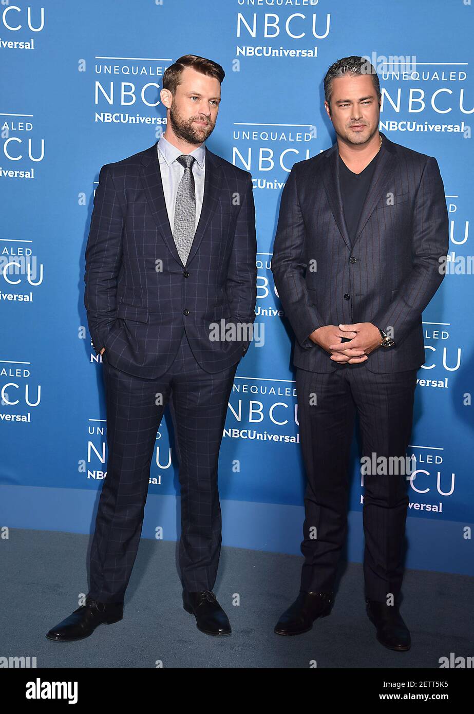 Jesse Spencer and Taylor Kinney of "Chicago Fire"attend the NBCUNIVERSAL 2017 UPFRONT on May 15, 2017 at Radio City Music Hall in New York, New York, USA. *** Please Use Credit from Credit Field *** Stock Photo