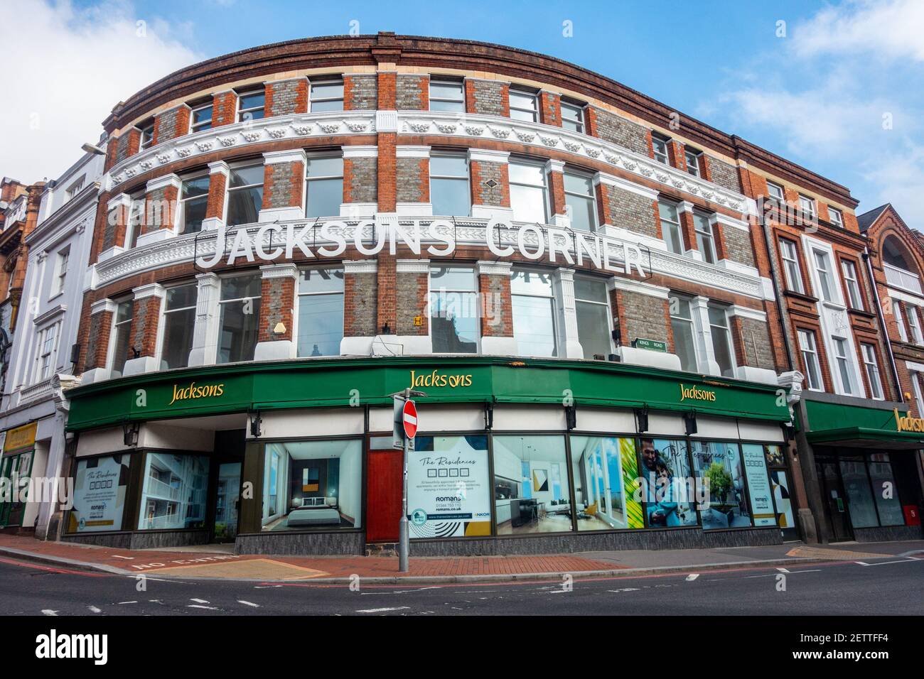 Jackson's Corner is and iconic local landmark in Reading (UK) town centre. Once the home of Jackson's department store, it now stands empty. Stock Photo