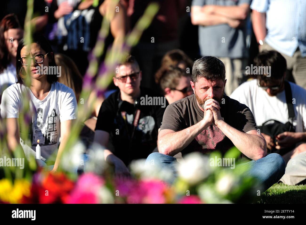 Hundreds gathered at the Hollywood Transit Center in Portland, Ore., on ...