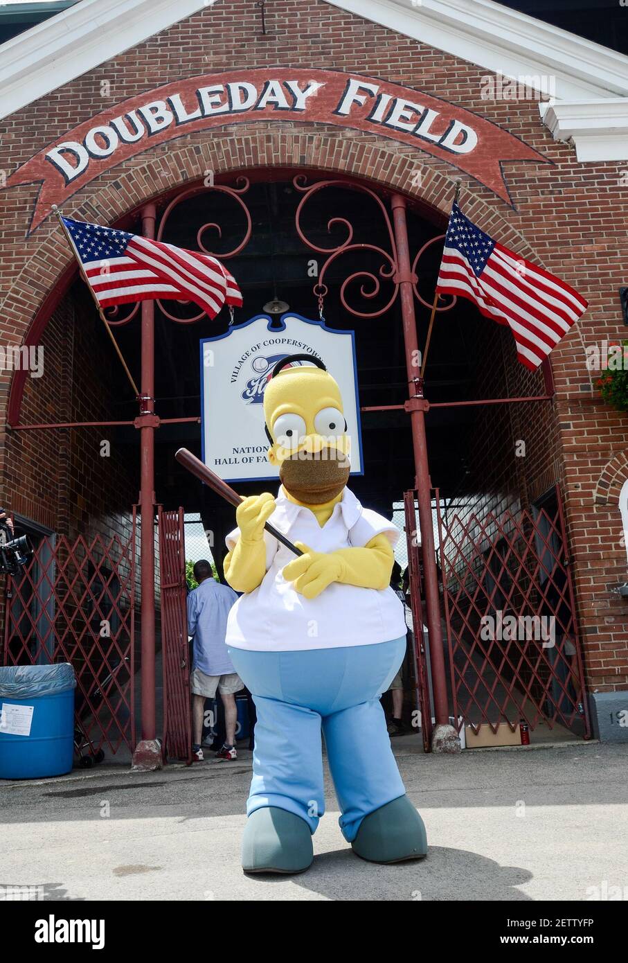 COOPERSTOWN, NY MAY 27 Homer Simpson stands outside of Doubleday