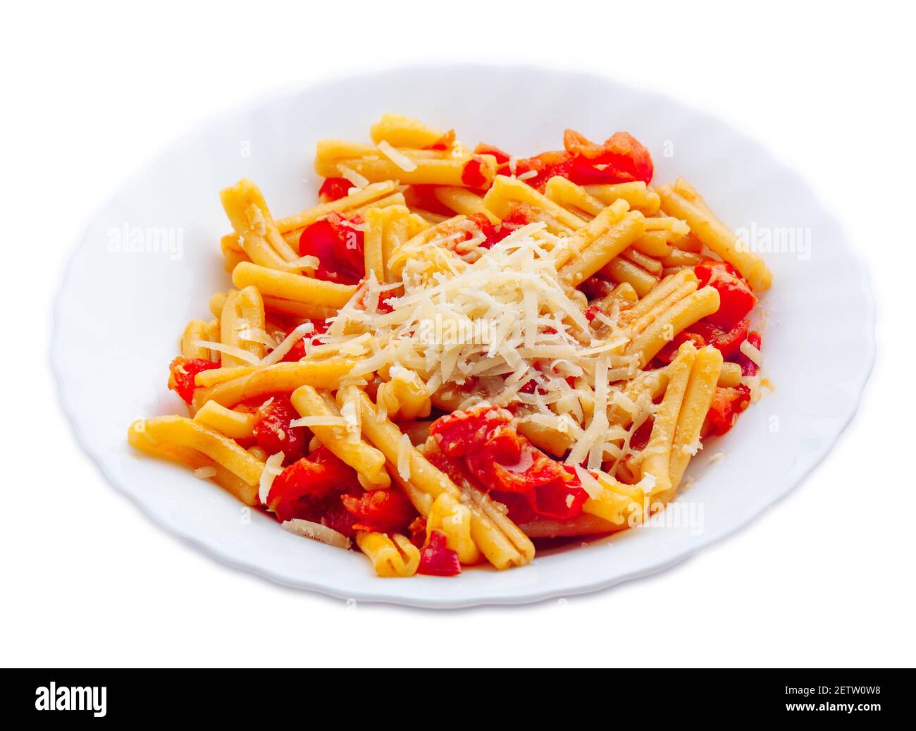Pasta with tomato sauce and parmesan cheese Stock Photo - Alamy