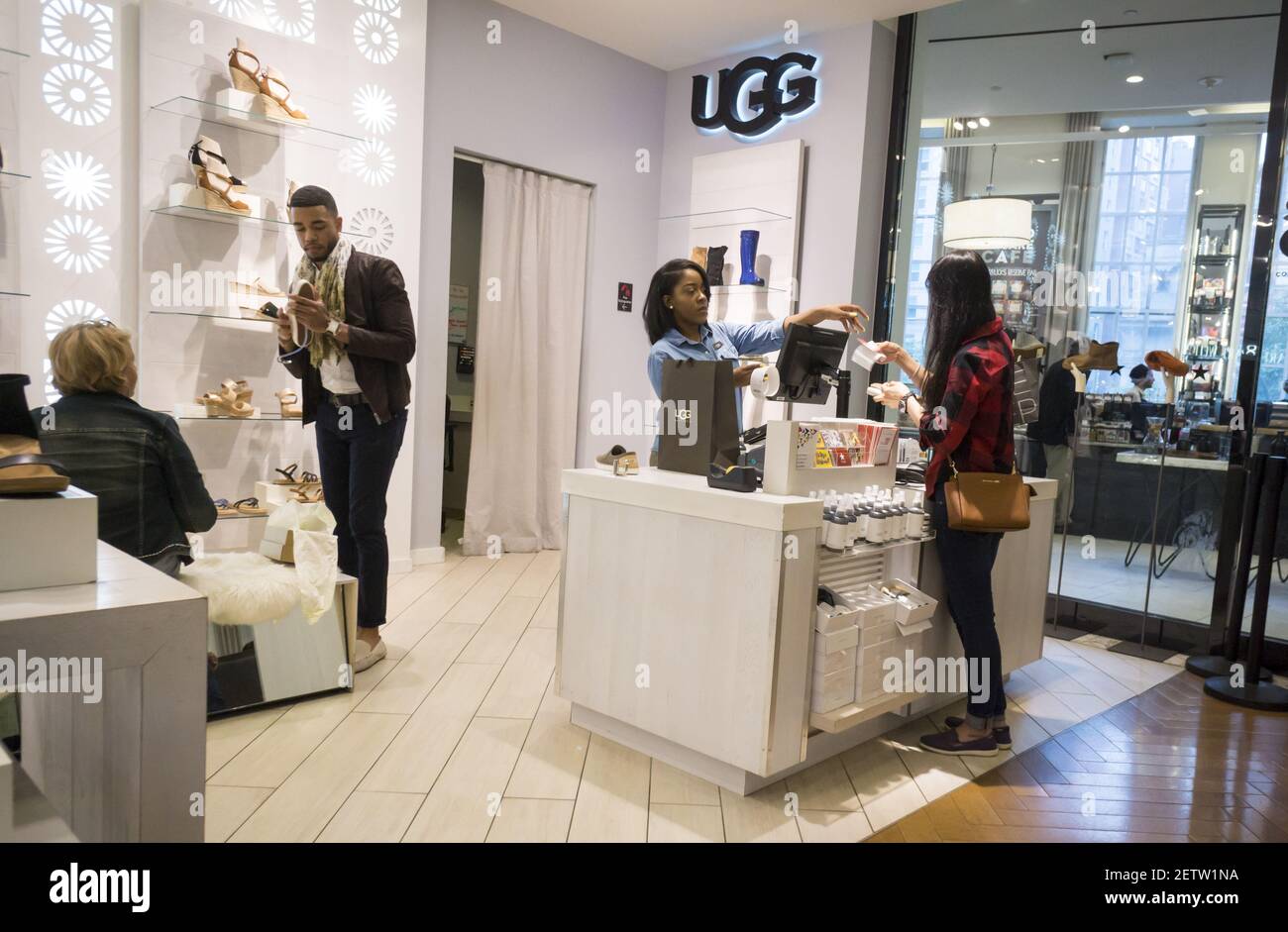 The Ugg boutique in the shoe department in the Macy's Herald Square  flagship store in New York on Monday, May 29, 2017. Deckers Outdoor Corp.,  the parent of the Ugg brand, will