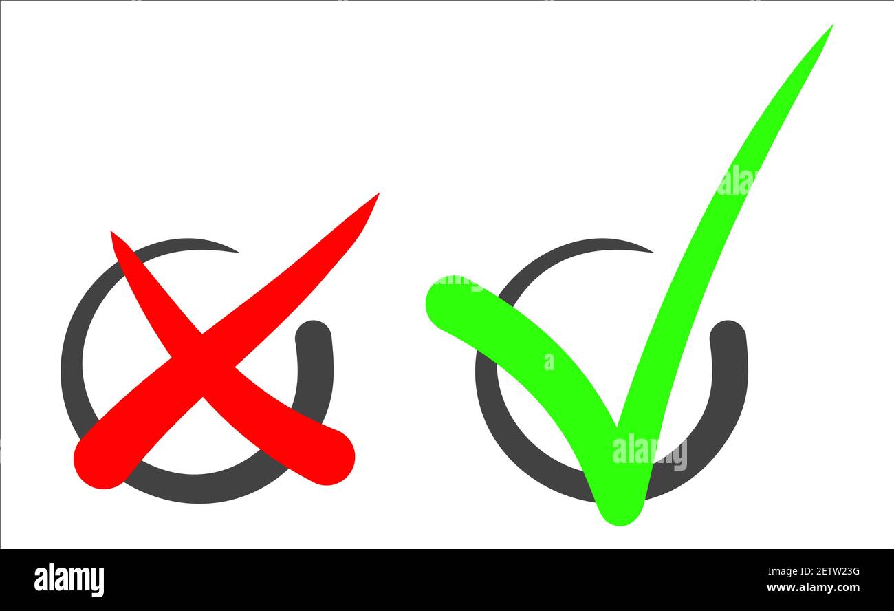 Check mark stickers. Vector. Sign to indicate consent or inclusion Stock Vector