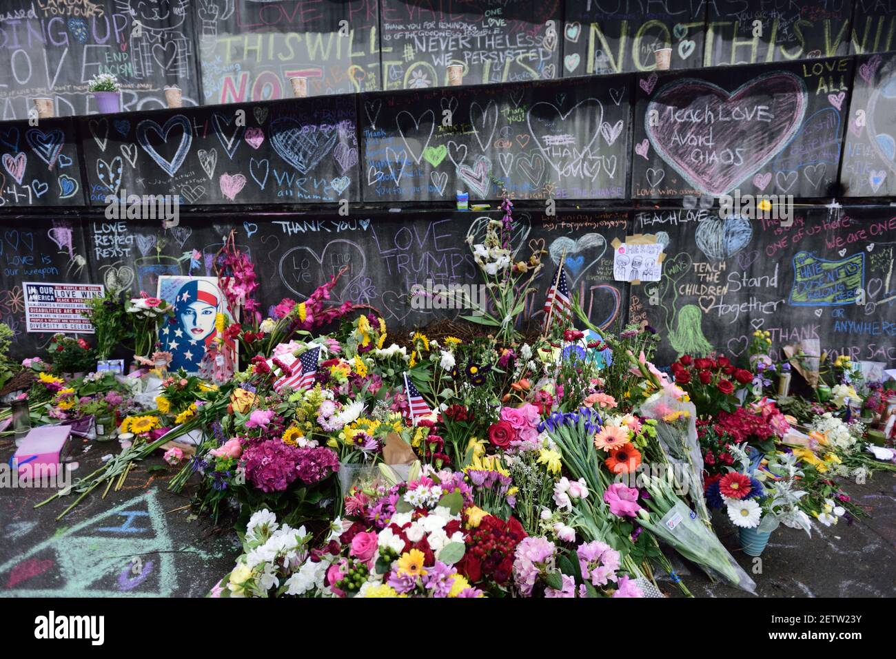 A memorial is pictured in Portland, Ore., on May 30, 2017, after 23 ...