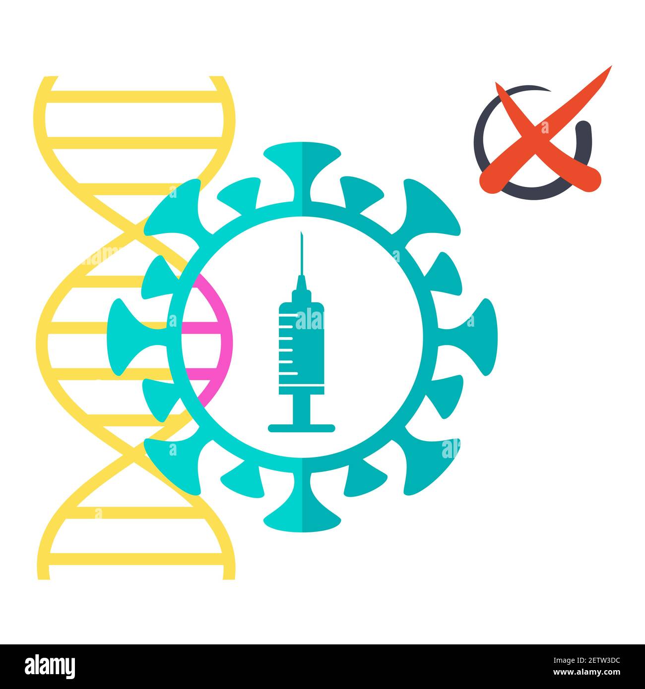 Vaccines do not change DNA. Vector flat illustration. Stock Vector