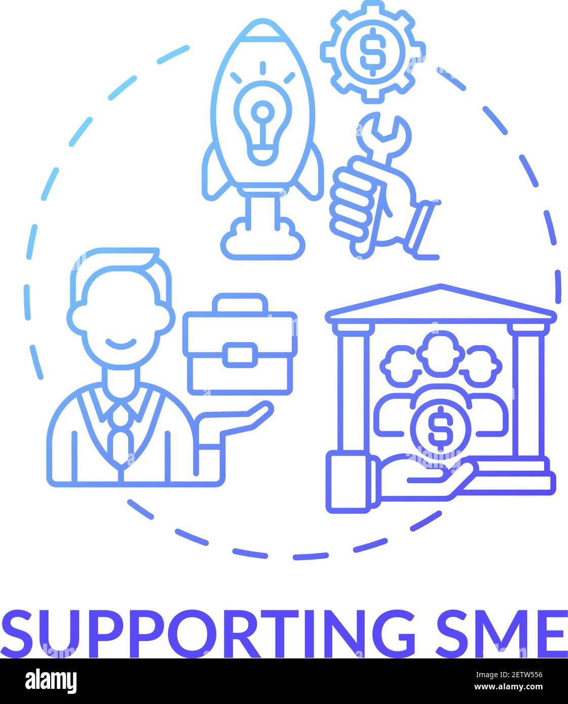 Supporting SME concept icon Stock Vector