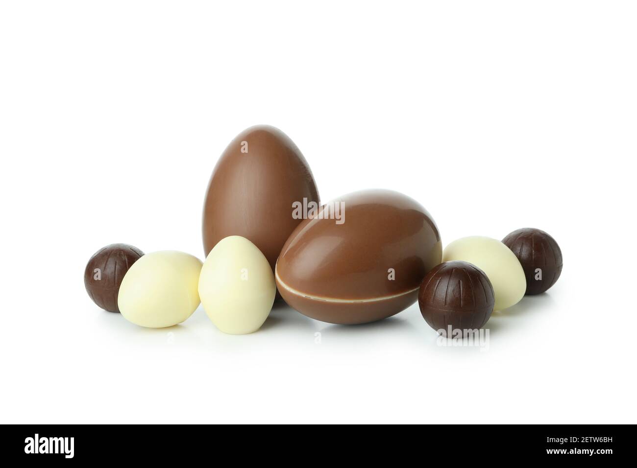 Easter chocolate eggs isolated on white background Stock Photo - Alamy