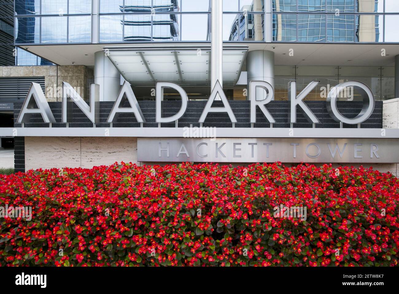A logo sign outside of the headquarters of the Anadarko Petroleum