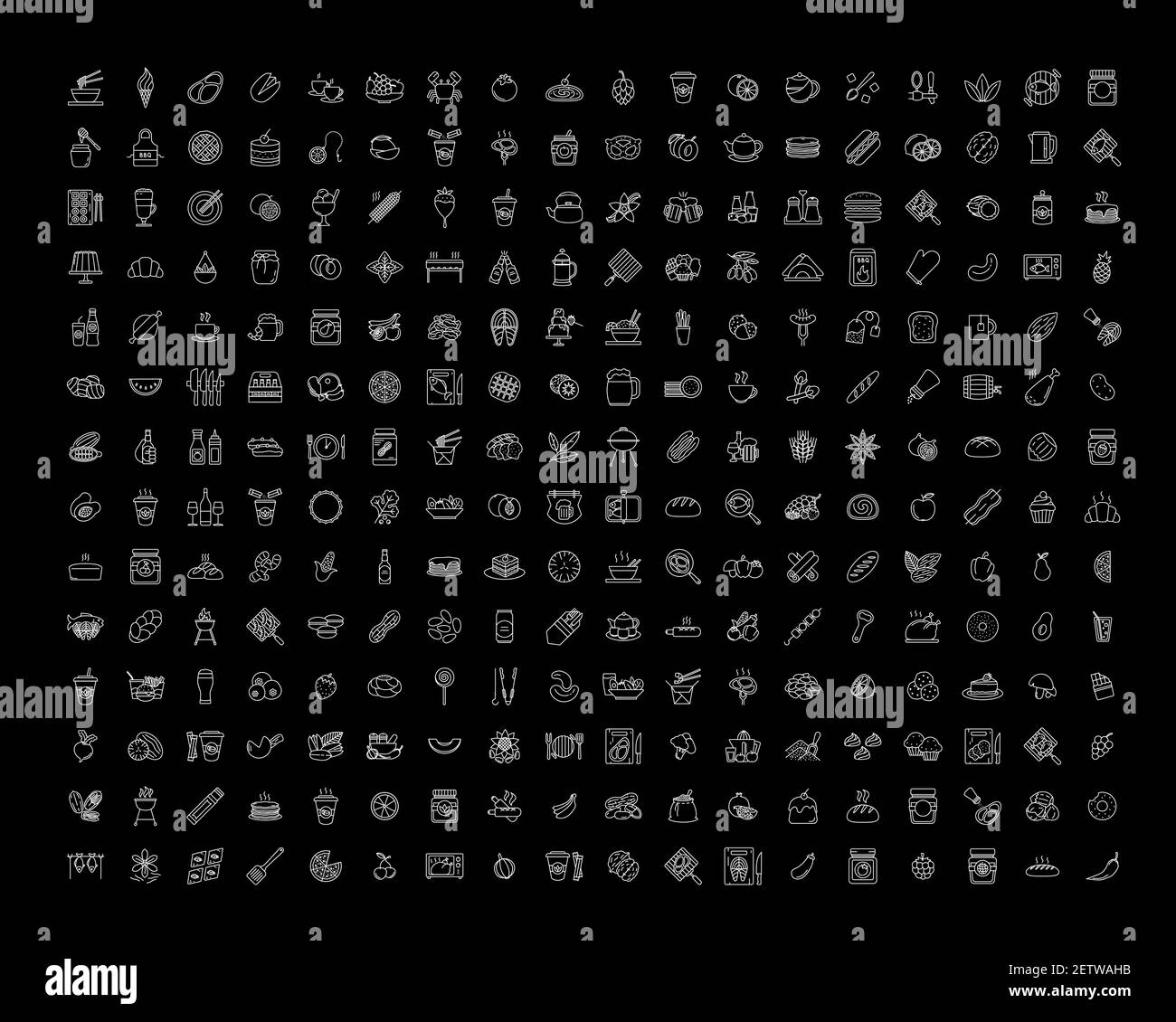 Food white linear icons set for dark theme Stock Vector Image & Art - Alamy
