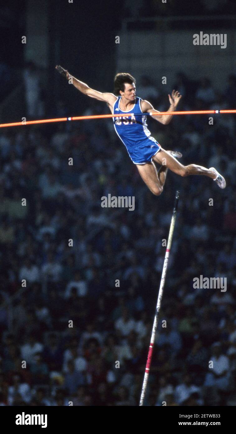 Pole Vault Athlete successfully jumping Photo by Tony Henshaw Stock