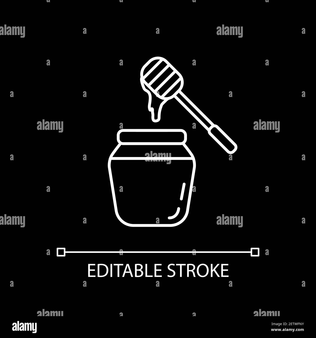Honey jar with dipper white linear icon for dark theme Stock Vector ...