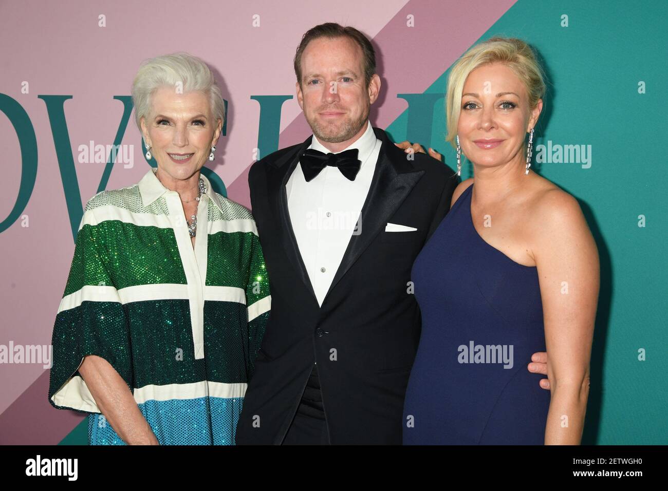 Maye Musk, Rupert Adams, Nadja Swarovski at cocktail reception during the  2017 CFDA Awards Hosted by Swarovski, held at the Hammerstein Ball Room in  New York City, Monday, June 5, 2017. (Photo