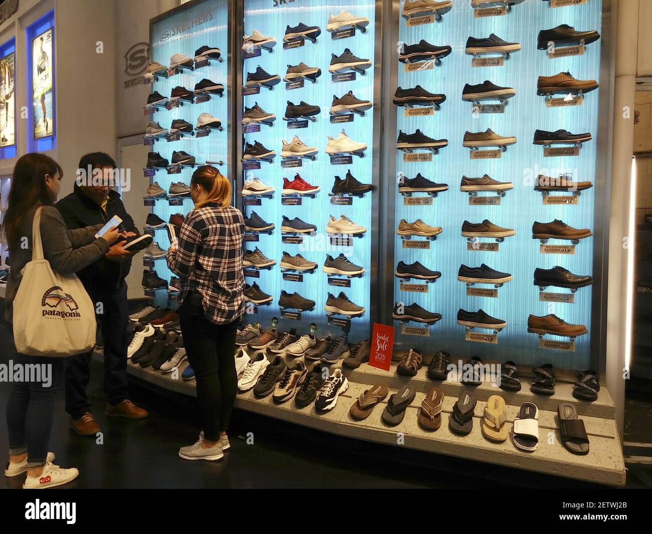 A Skechers store in Times Square in New York on Tuesday, June 6, 2017.  Skechers has recently been upgraded to "positive" from its previous rating  of "neutral" by Susquehanna Financial citing future