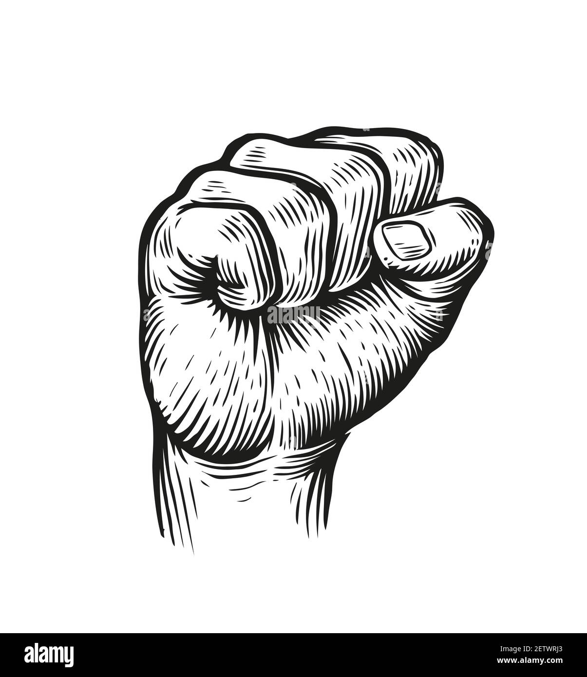 Raised fist on white background. Graphic vector illustration Stock Vector