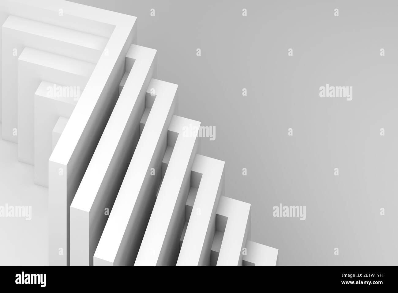 Abstract three dimensional geometric pattern, white installation of ...