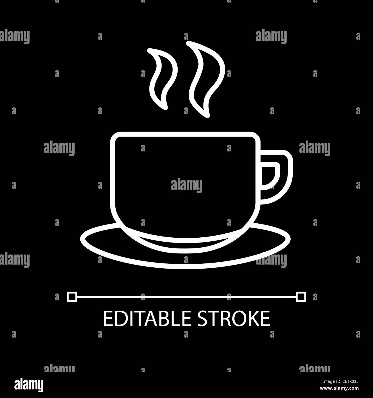 Hot tea mug white linear icon for dark theme Stock Vector