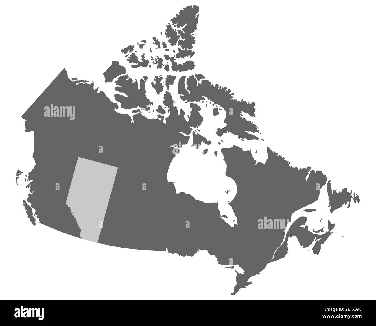 Map of Canada with the province of Alberta Stock Photo Alamy