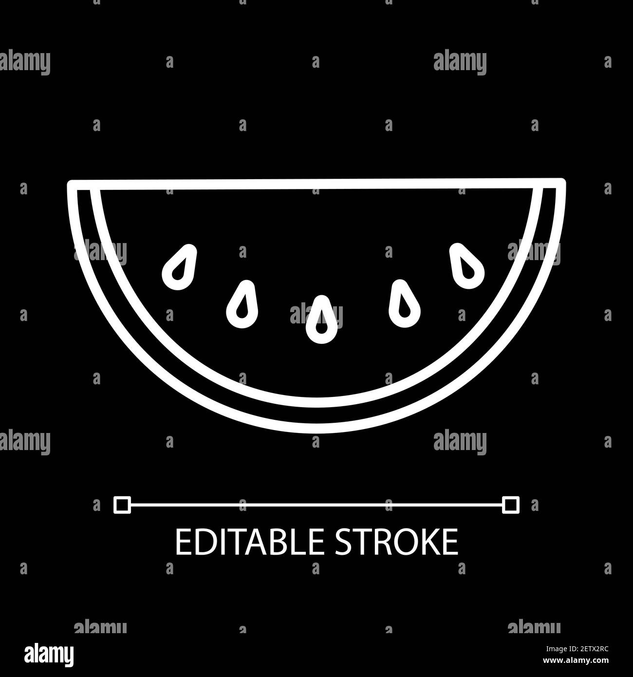 Watermelon slice white linear icon for dark theme Stock Vector Image ...