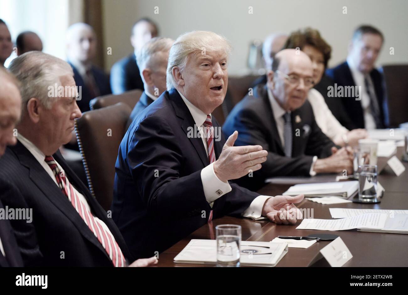 President Donald Trump speaks during a Cabinet meeting in the Cabinet ...