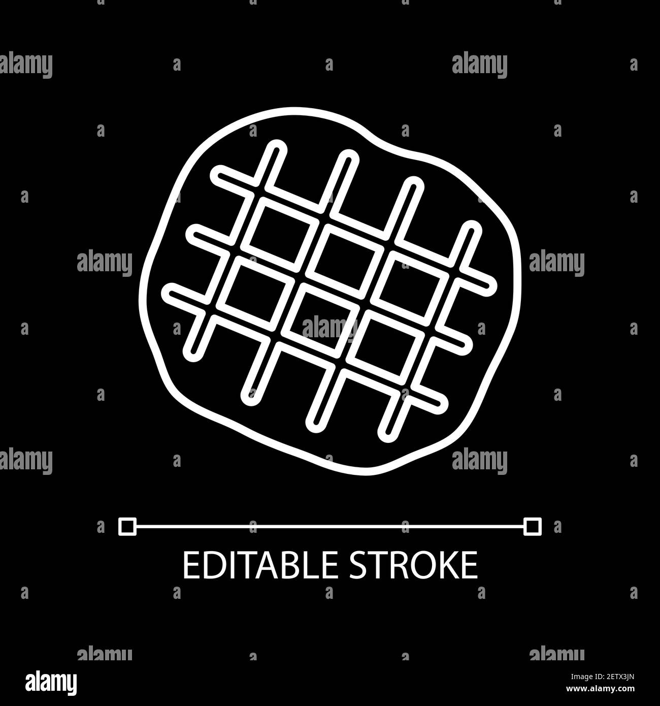Belgian waffle white linear icon for dark theme Stock Vector