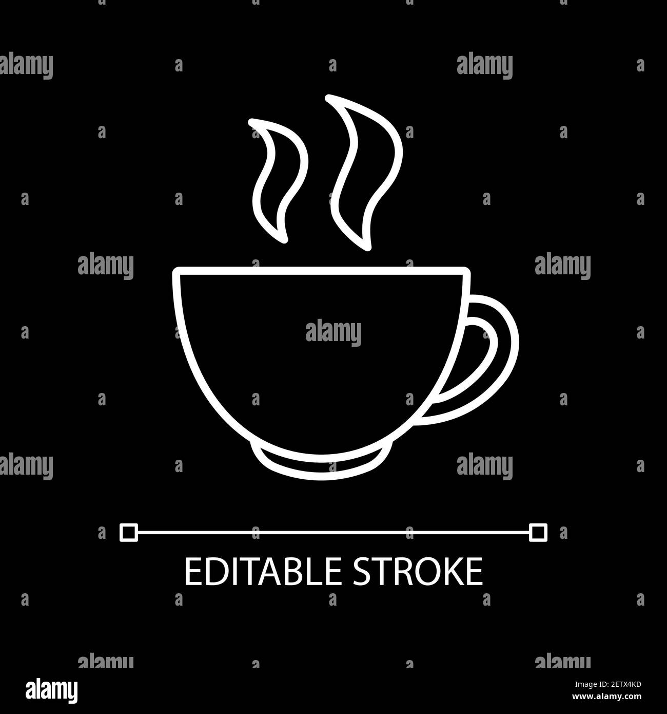Hot tea in cup white linear icon for dark theme Stock Vector