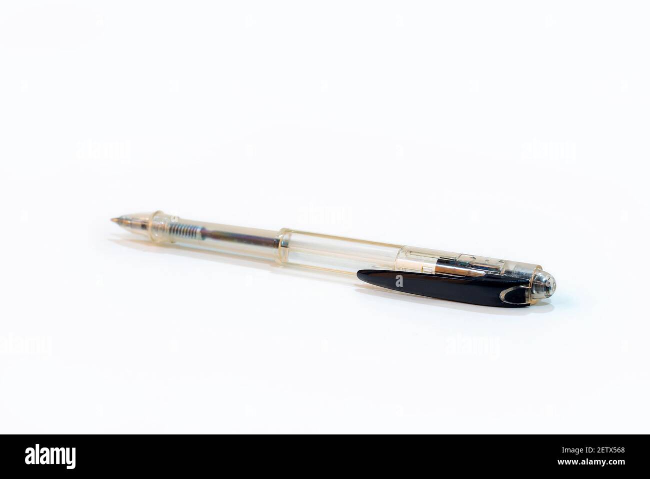 pen isolated on white background, ballpoint black pen Stock Photo - Alamy