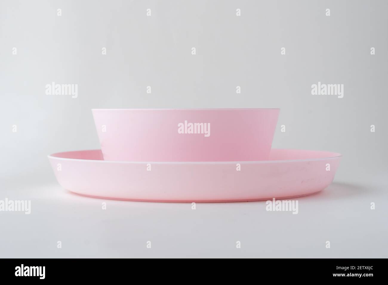 Plastic cutlery isolated on white background Stock Photo