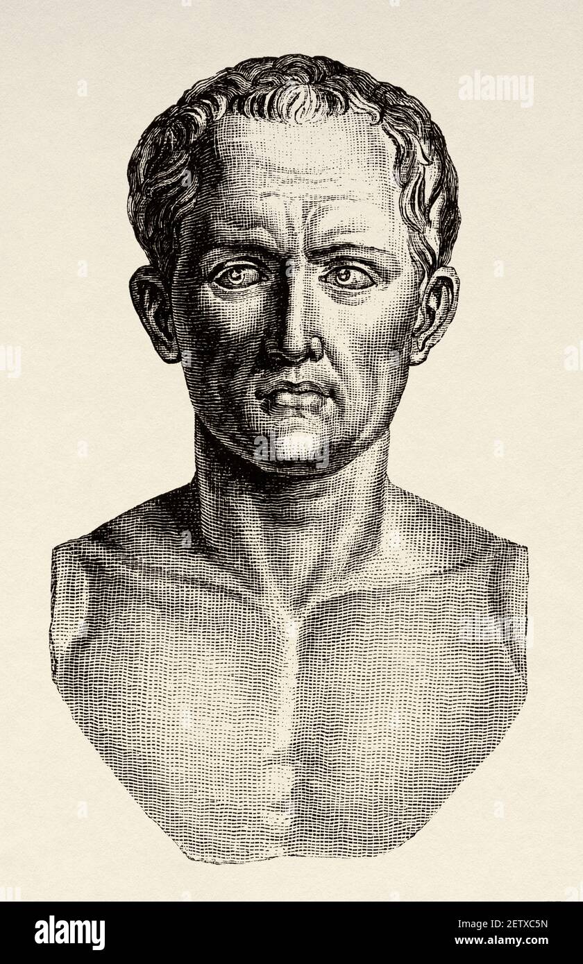 Quintus Hortensius Hortalus (114-50 BC) Roman politician and consul, as well as a famous orator and lawyer, Ancient roman empire. Italy, Europe. Old 19th century engraved illustration, El Mundo Ilustrado 1881 Stock Photo