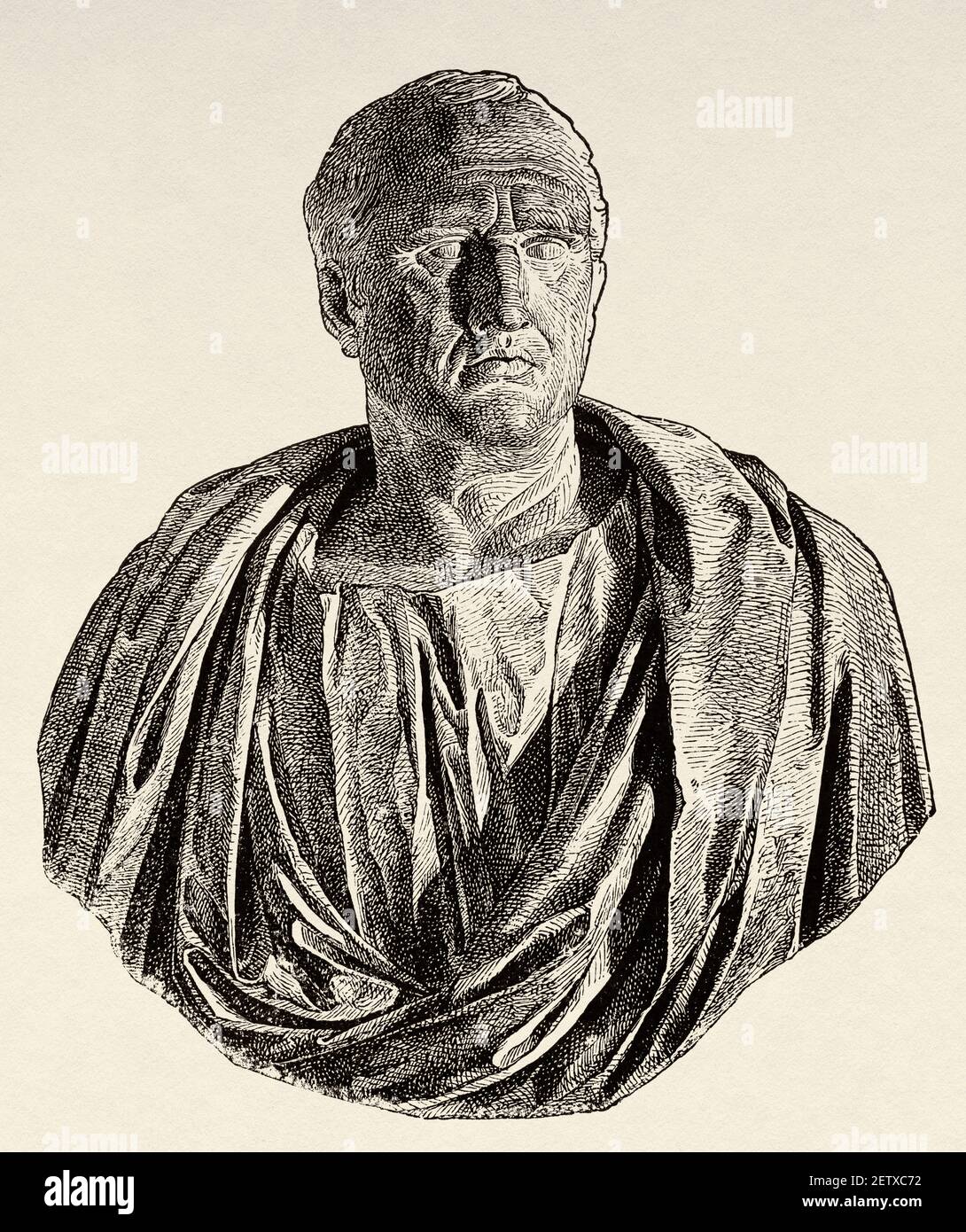 Marcus Tullius Cicero (106-43 BC) Roman statesman, lawyer, scholar and Academic Skeptic, Ancient roman empire. Italy, Europe. Old 19th century engraved illustration, El Mundo Ilustrado 1881 Stock Photo