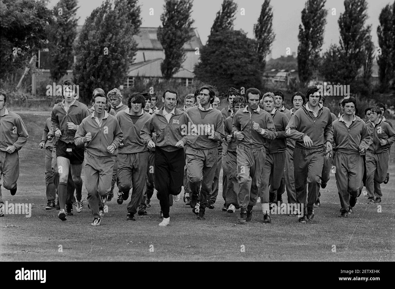 Leeds United FC team training 1971 July Stock Photo