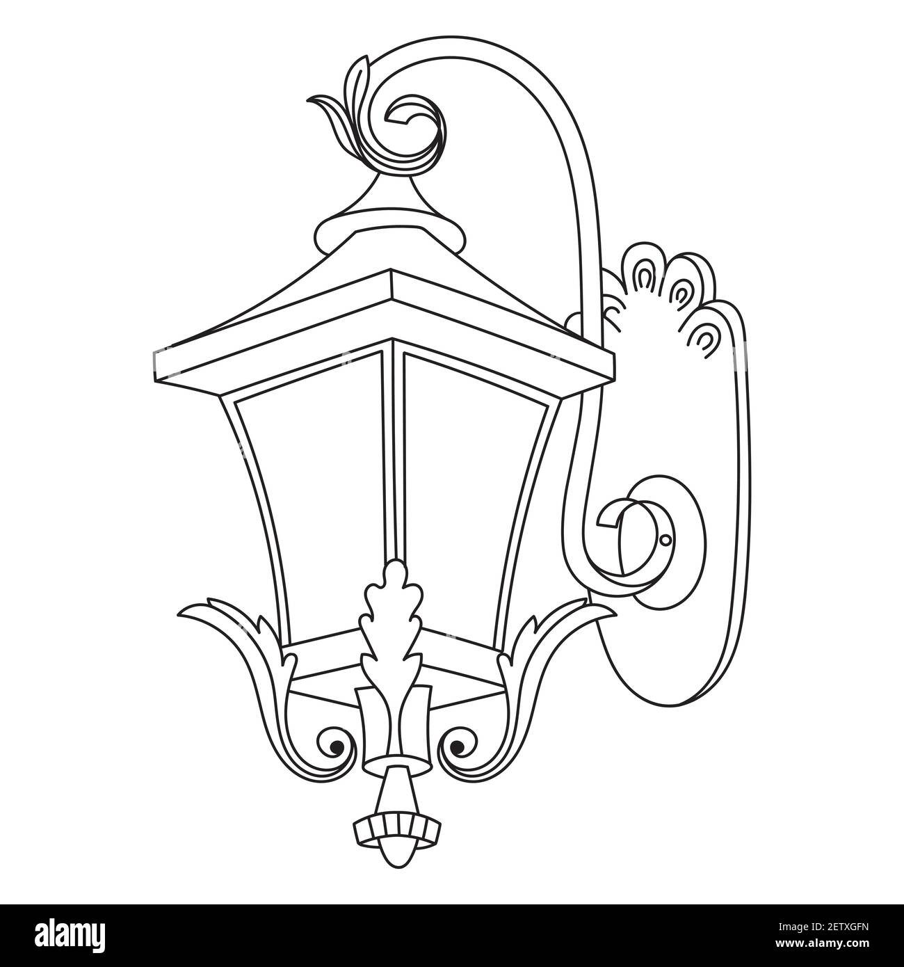 vector linear drawing of a street lamp, black outline on a white background  Stock Vector Image & Art - Alamy