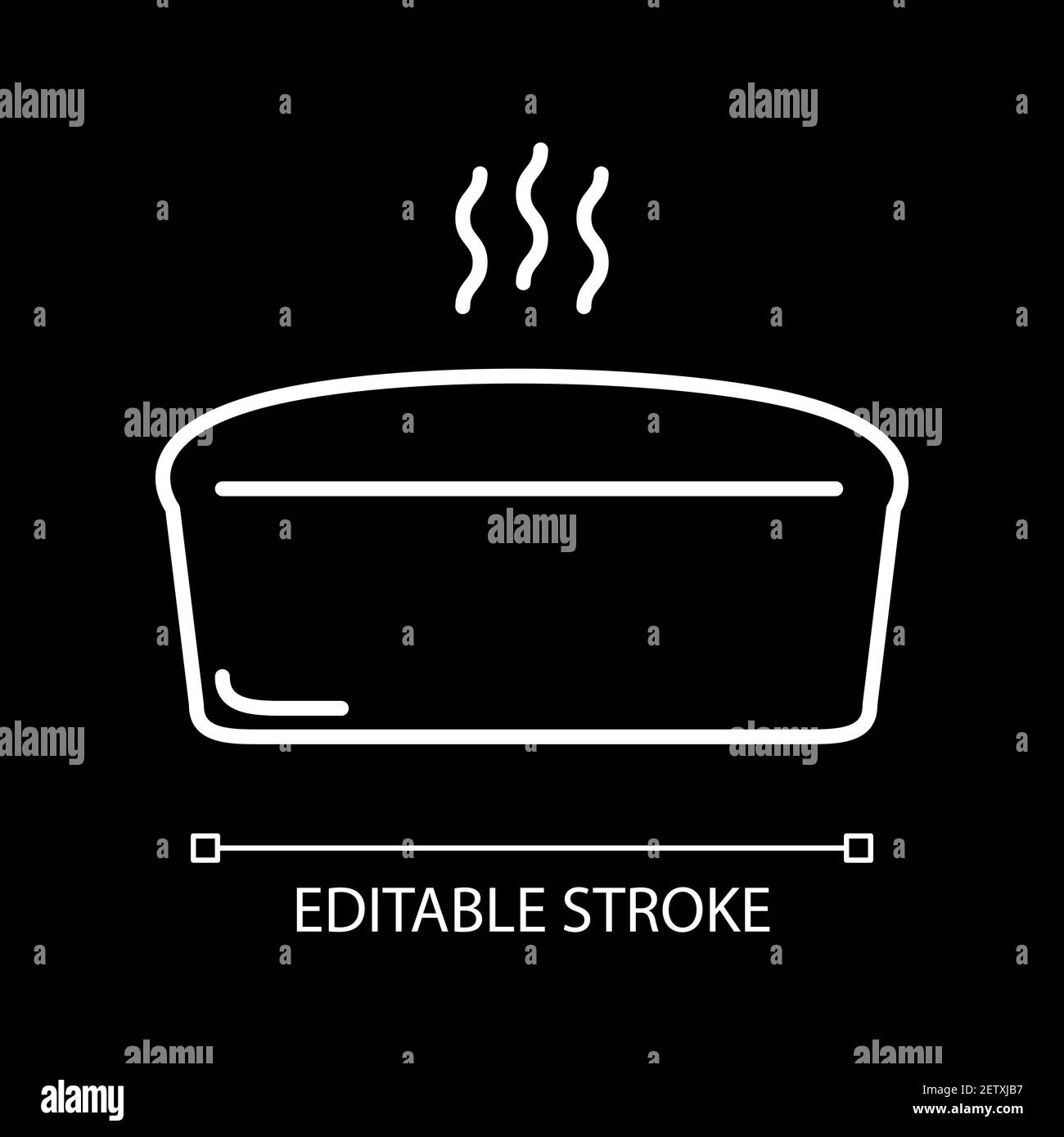 Hot bread loaf white linear icon for dark theme Stock Vector