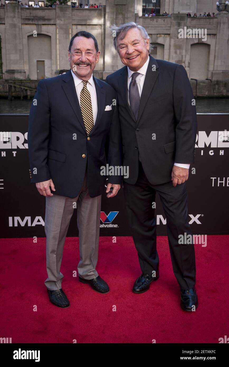 Peter Cullen Left And Frank Welker Right Attend The Us Premier Of Transformers The Last Knight On The Chicago River In Front Of The Civic Opera House On Tuesday June 20 2017
