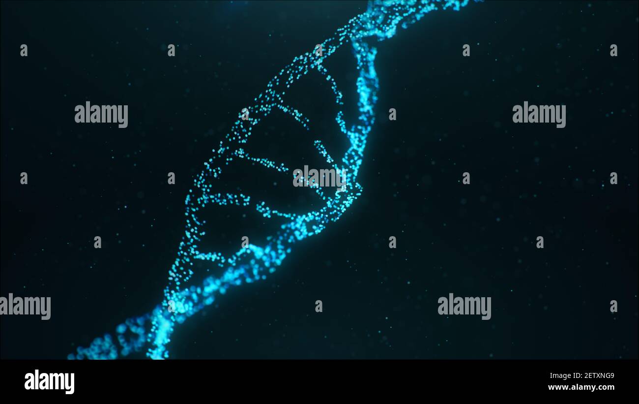 Abstract construction of a DNA molecule from particles. Concept