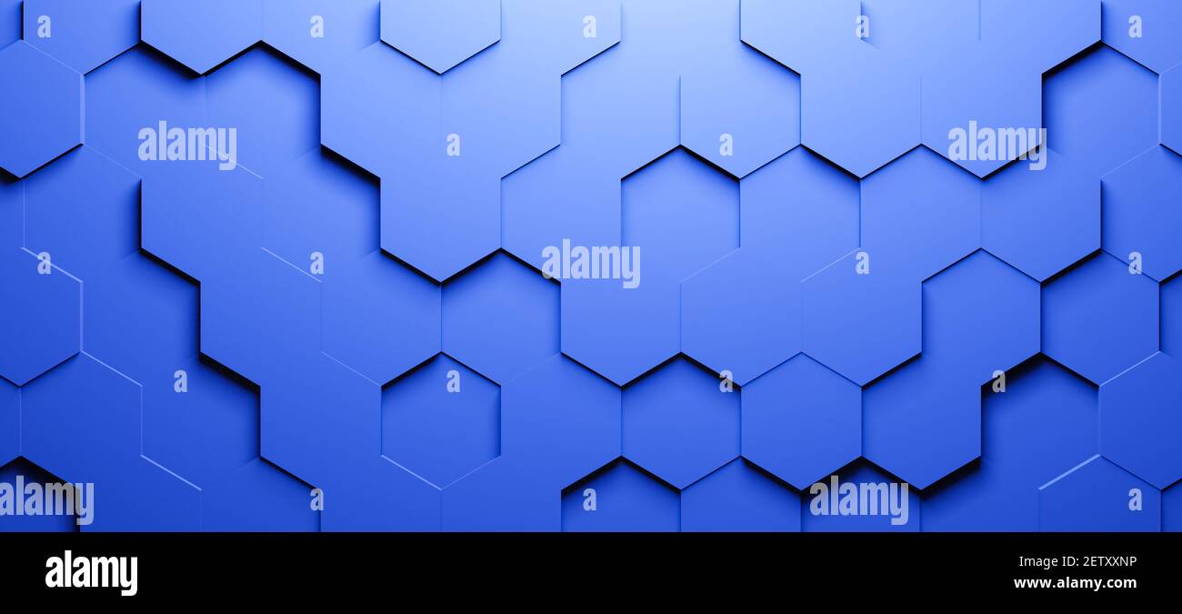 Blue hexagons or hexagonal background, 3D cgi wallpaper, illustration,  geometry, geometric Stock Photo - Alamy