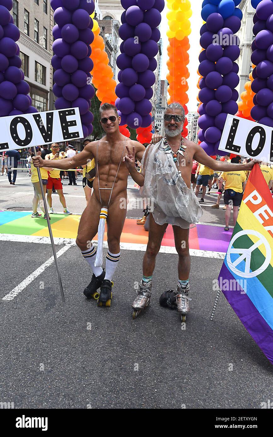 Brent Ray Fraser and Steven Love Mendes attends the 48th Annual NYC Pride  March 2017 on Fifth Avenue on June 25, 2017 in New York City, New York,  USA. *** Please Use