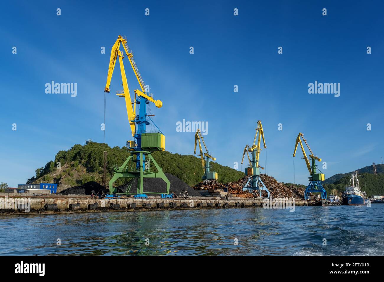 Cranes In port Stock Photo Alamy