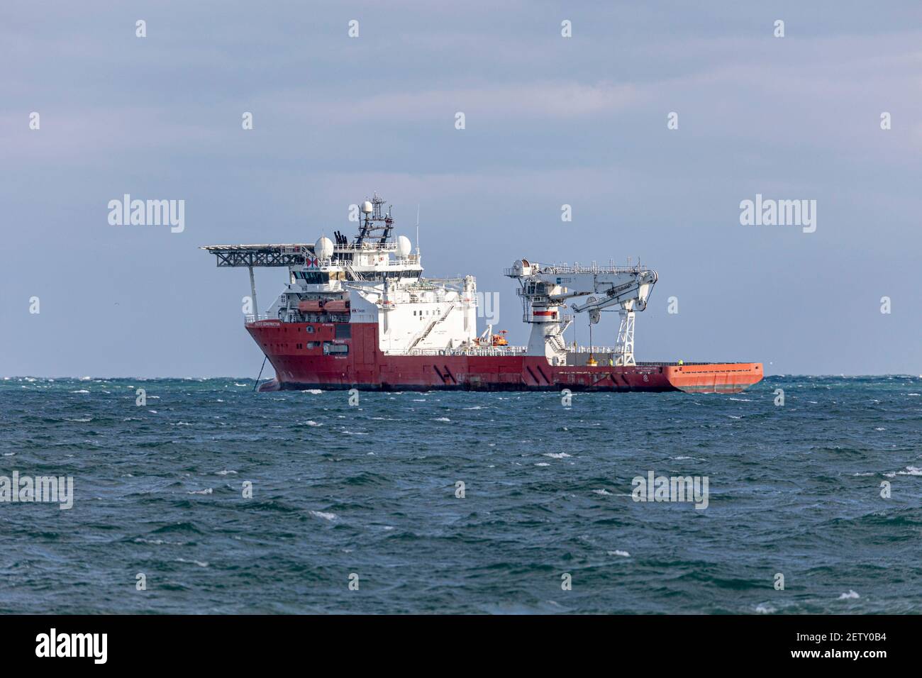 Visiting Falmouth, the vessel PACIFIC CONSTRUCTOR (IMO: 9682148, MMSI 563100200) is a Offshore Support Vessel built in 2014 (7 years old). Stock Photo
