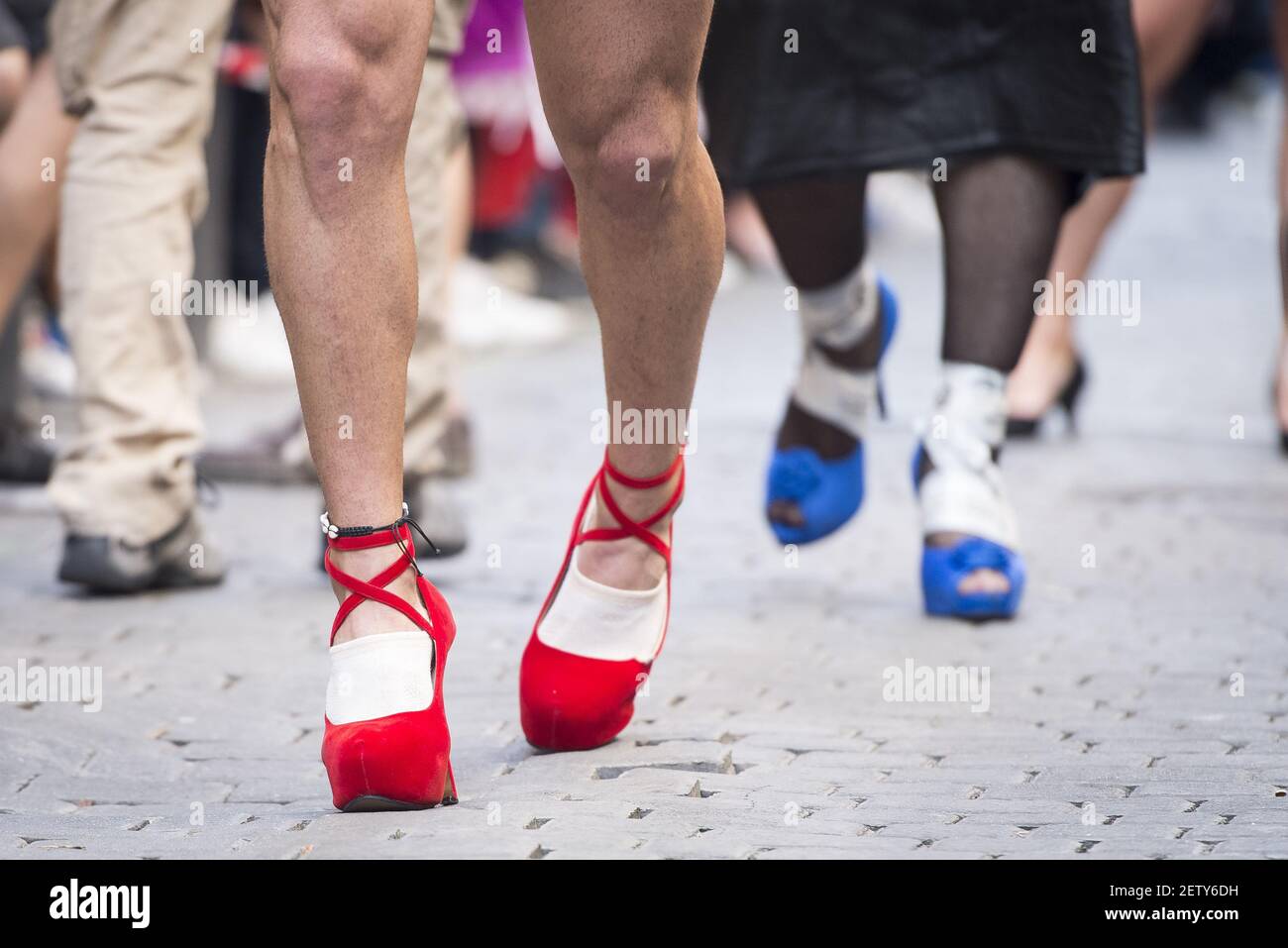 Celebration of the annual high-heeled race (Carrera de tacones) during the  festivity of World Pride Madrid 2017 at Pelayo street in Madrid, June 28,  2017. Spain. (Photo by BorjaB.Hojas/Alter Photos) *** Please