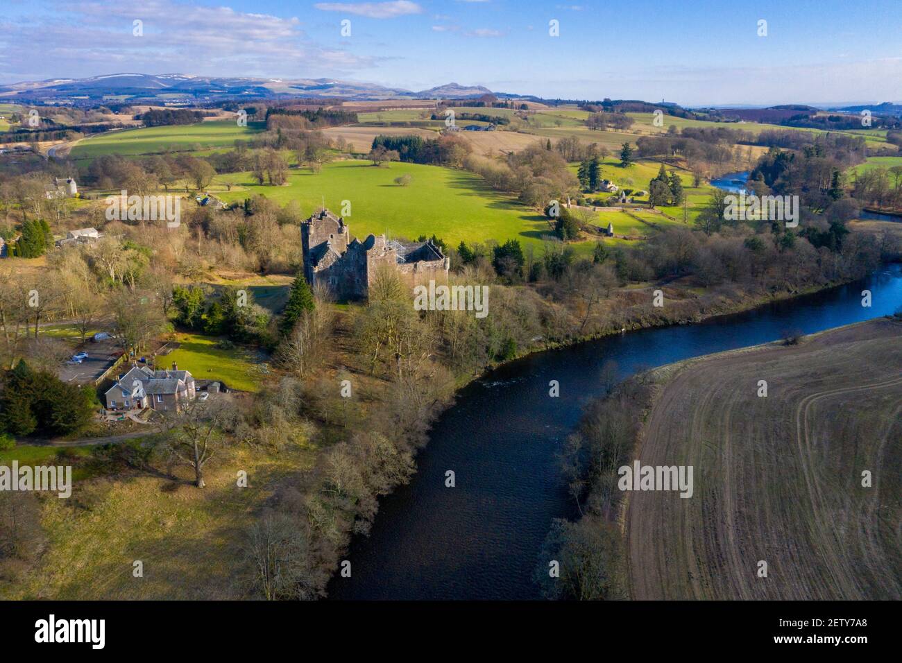 Aerial view doune castle hi-res stock photography and images - Alamy