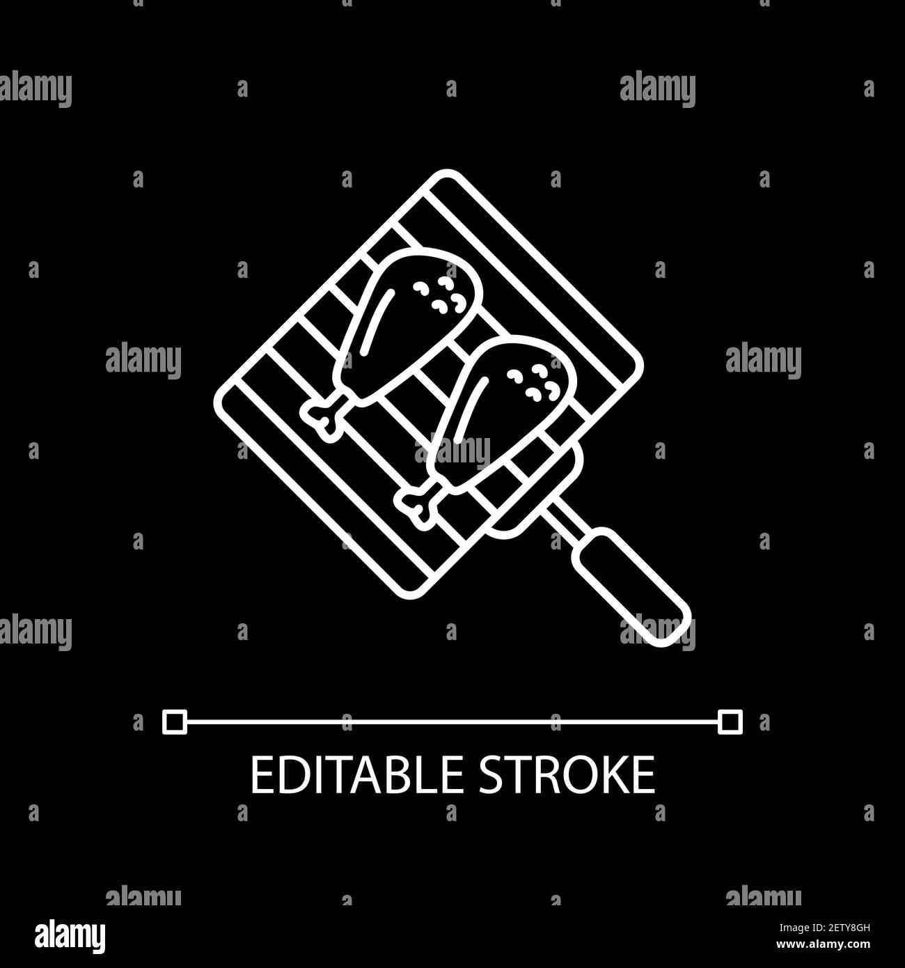 Grilling chicken drumsticks white linear icon for dark theme Stock Vector