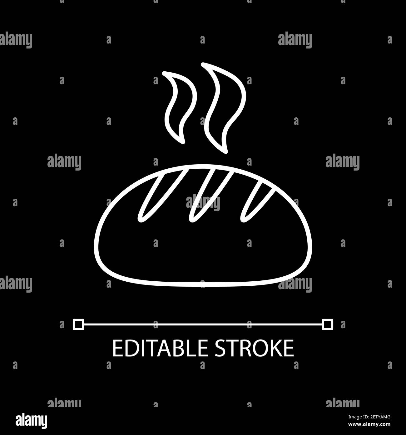 Freshly baked bun white linear icon for dark theme Stock Vector