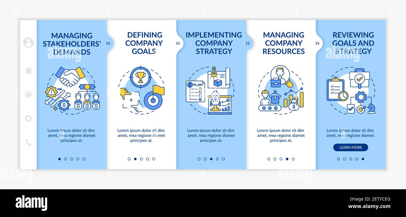 Top management tasks onboarding vector template Stock Vector