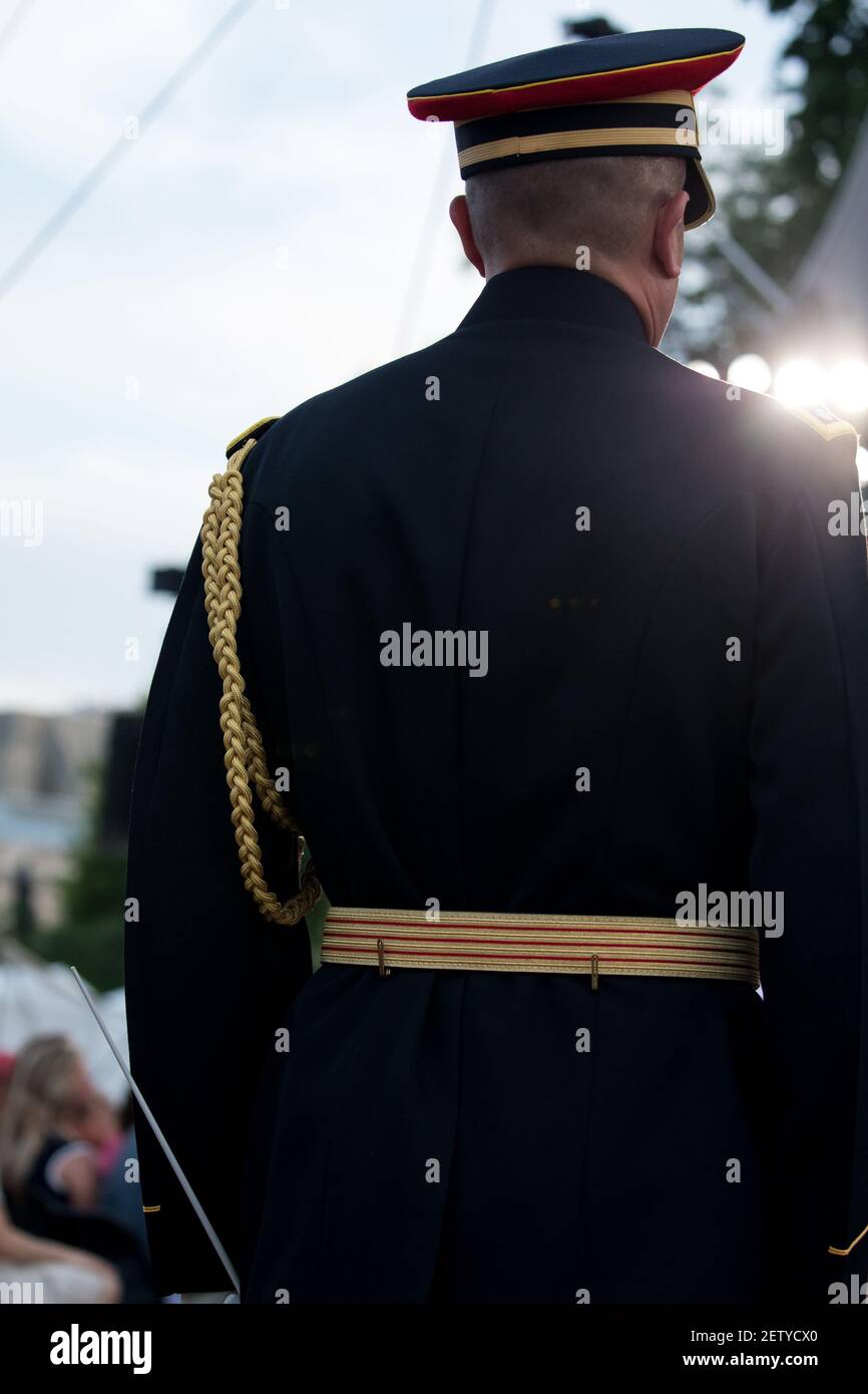 A U.S. Army Ceremonial Band Conductor rehearsed for the 37th annual “A ...