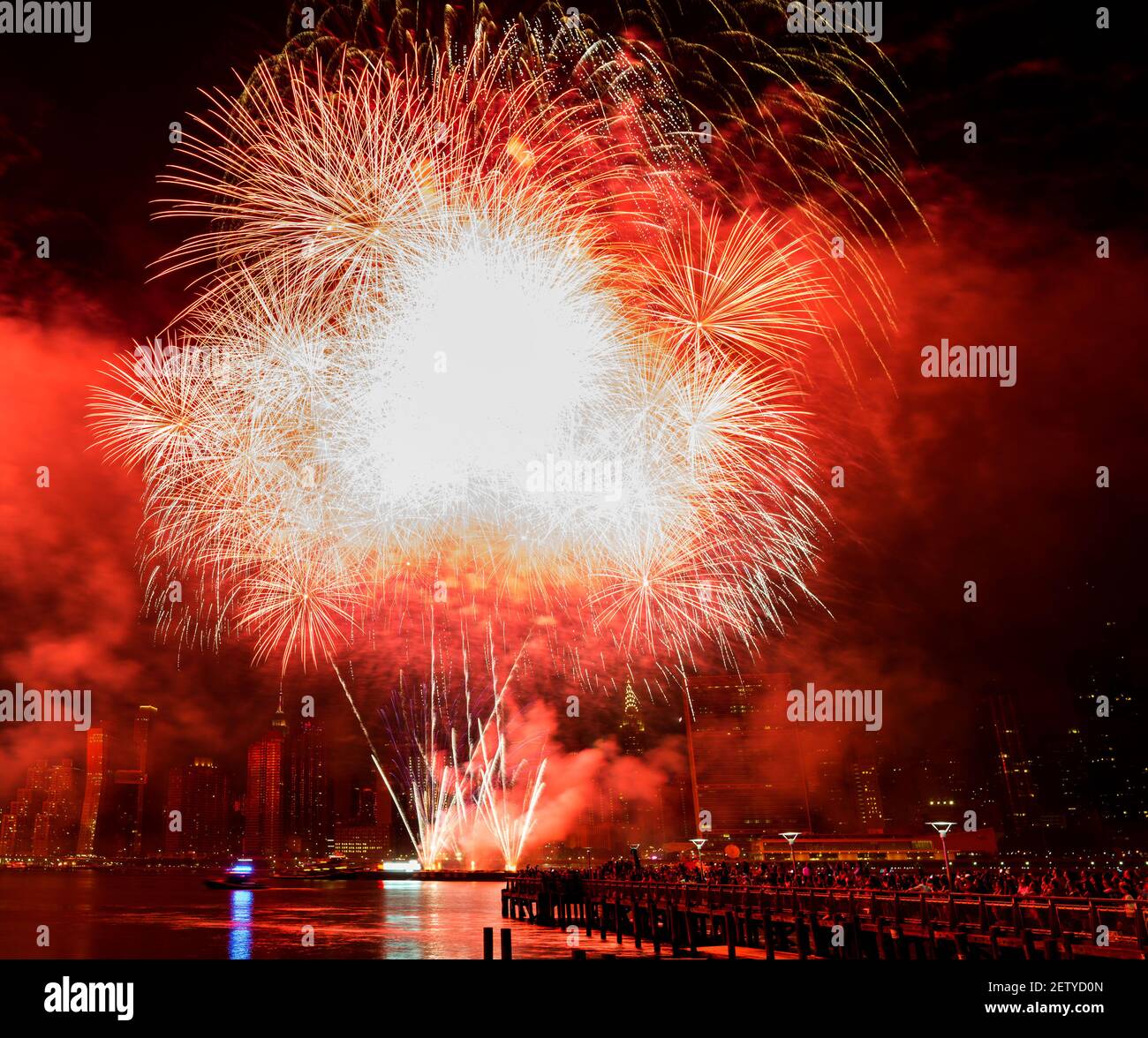 Spectators watching the Macy's 4th of July Fireworks in New York City