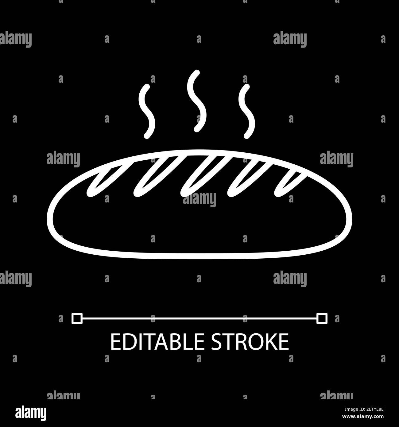 Hot bread white linear icon for dark theme Stock Vector