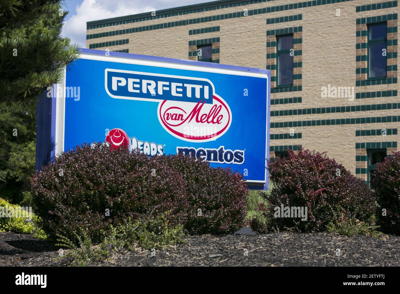 A logo sign outside of a facility occupied by Perfetti Van Melle in