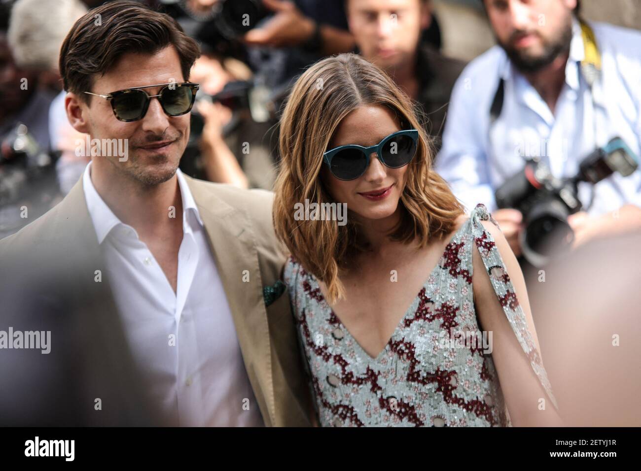 Johannes Huebl & Olivia Palermo attending the Valentino 2017/2018 Fall  Winter Haute Couture show on July 5, 2017 at Hôtel Salomon de Rothschild in  Paris, France. (Photo by Lyvans Boolaky/imageSPACE) *** Please