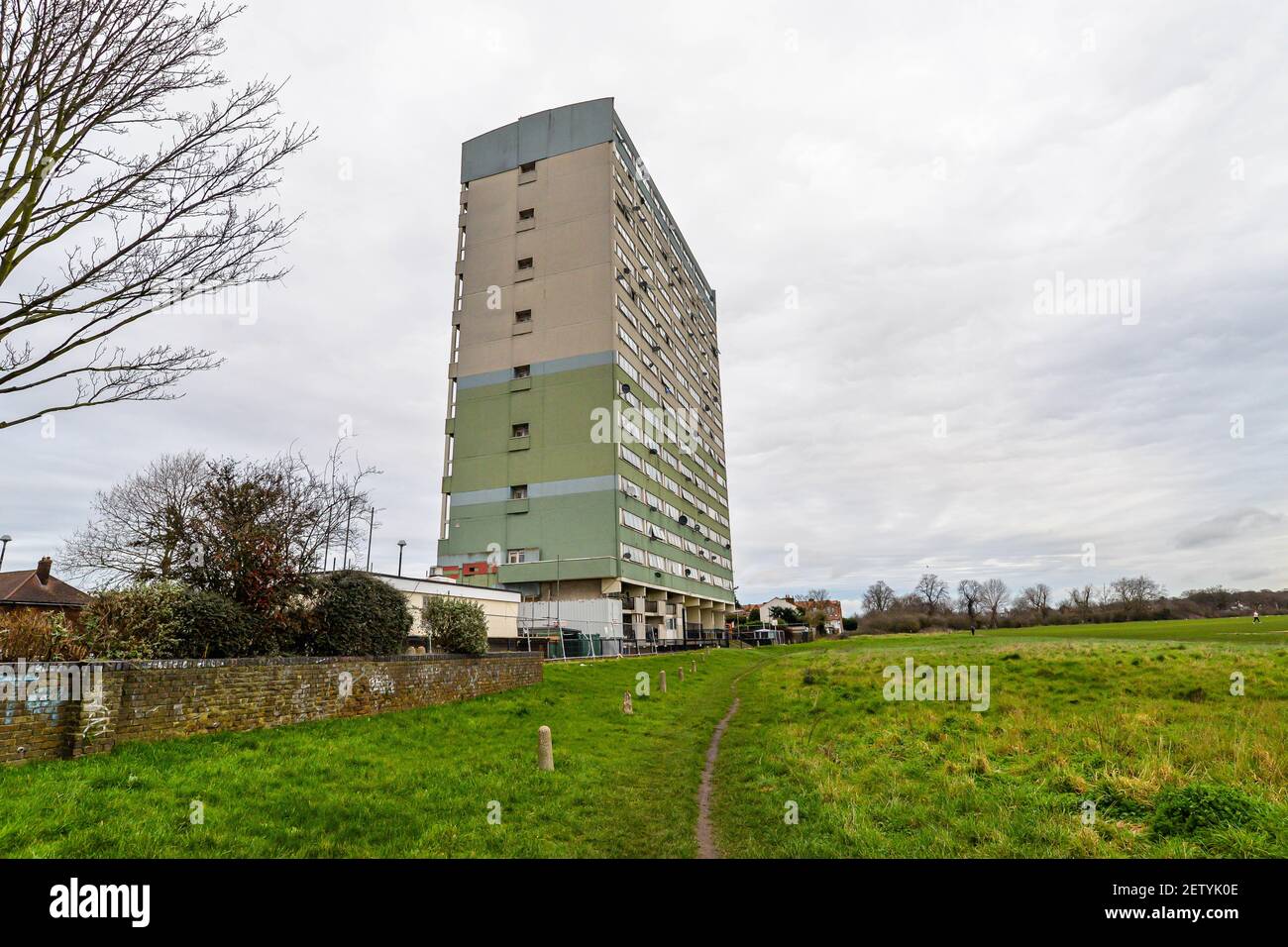 London/UK 2/15/21 The two old apartment buildings in Leytonstone